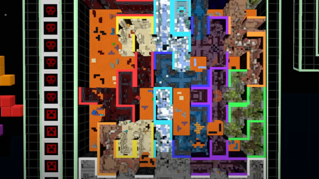 Minecraft Tetris collaboration dungeons.